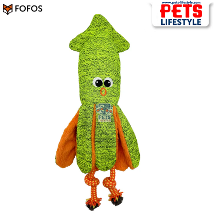 FOFOS Summer Plush Green Octopus Dog Toy Squeaker + Crinkle Paper Soft Plush Toy