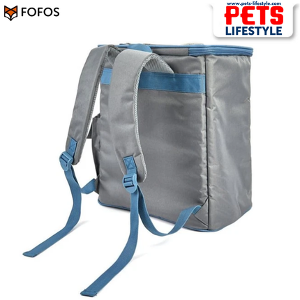FOFOS Backpack Carrier Grey/Blue – Ventilated Dog & Cat Travel Backpack