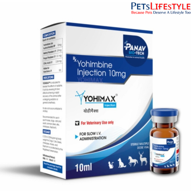 YOHIMAX Yohimbine Hydrochloride Injection 10 mg/ml for Dogs, Cats, Horses & Wildlife (10 ml)
