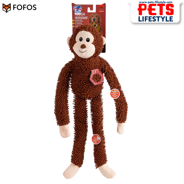 FOFOS Tough Long Body Dog Toy – Monkey –  Moderate Chewer Dog Toy