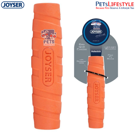 JOYSER Active Holestick Strong Chew Dog Toy with Squeaker – Orange (M/L)