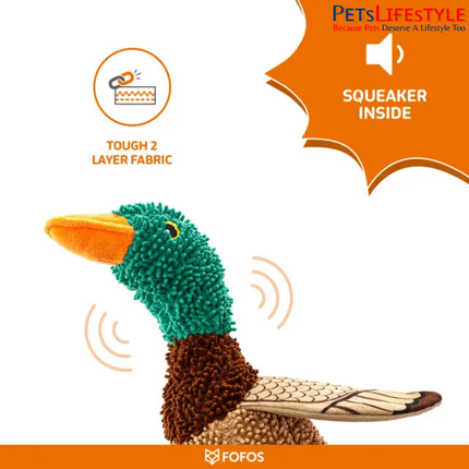 FOFOS Tough Dog Toy Wild Duck – Plush Interactive Dog Toy for Playtime & Enrichment