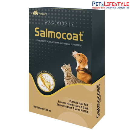 Salmocoat Syrup for Dogs & Cats – 200 ml Omega Fatty Acids, Vitamins & Mineral Feed Supplement