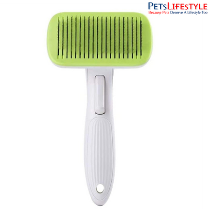 Petaholic Auto-Clean Pet Slicker Brush for Dogs & Cats | Stainless Steel Grooming Brush | One-Click Self-Cleaning | Removes Loose Fur, Mats & Tangles