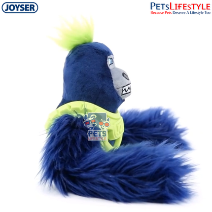 JOYSER Squad Armored Gorilla Plush Dog Toy with Squeaker – Green/Blue (M/L)