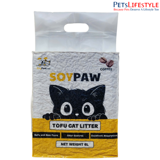 SoyPaw Coffee Soybean Cat Litter 6L – Natural Clumping Dust-Free Tofu Cat Litter