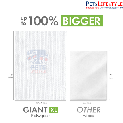 Petkin Giant XL Big N’ Thick Petwipes – Unscented | Oatmeal-Enriched Grooming Wipes for Dogs & Cats