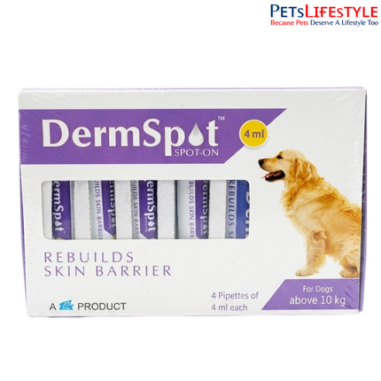 Dermspot Spot-On 4ml Topical Skin Barrier Repair For Dogs Above 10kg (Pack of 4)