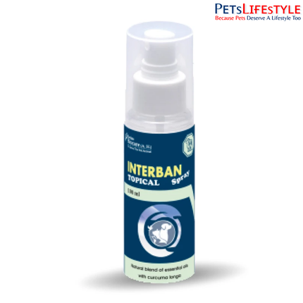 Interban Topical Spray for Dogs & Cats | Herbal Wound Healing, Maggot Control & Skin Infection Spray