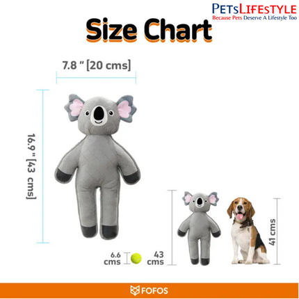 FOFOS Chew Tuff Dog Toy Koala – Koala-Shaped Dog Chew Toy for Playtime & Enrichment