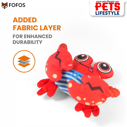 FOFOS Sealife Toy Crab – Durable Plush Dog Toy with Rope Hands & Squeaker