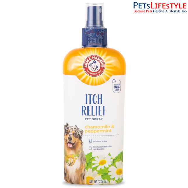 Arm & Hammer Itch Relief Spray for Dogs Chamomile & Peppermint 236 ml | Anti-Itch, Deodorizing & Soothing Dog Spray