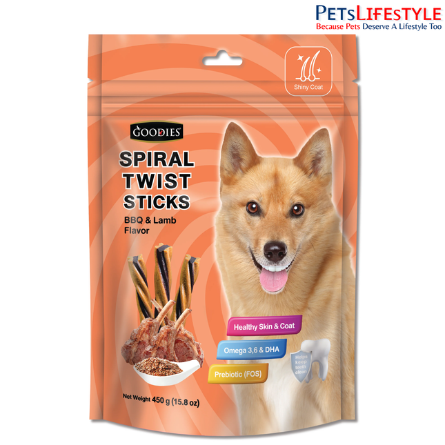 Goodies Spiral Twist Sticks BBQ & Lamb Flavour- 450 g