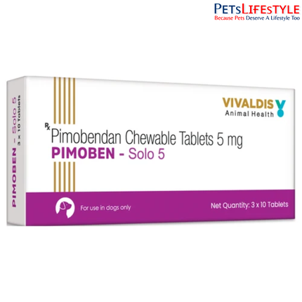 Vivaldis Pimoben-Solo 5 mg Pimobendan Chewable Tablets for Dogs – Cardiac Support Medication (30 Tablets)