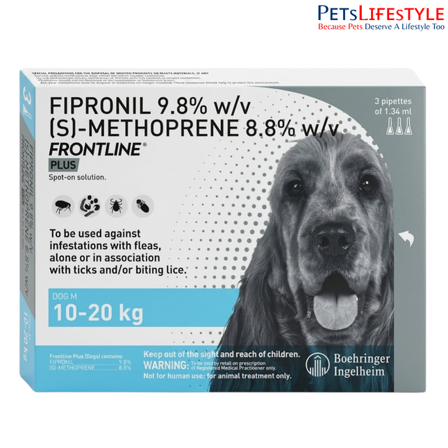 Frontline Plus Spot-On for Dogs 10–20 kg (1.34 ml) – Medium Dogs Flea & Tick Treatment