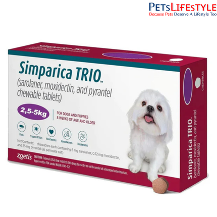 Zoetis Simparica Trio for Dogs — Monthly Parasite Protection 1 Tablet