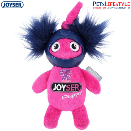 JOYSER Puppy Squirrel with Helmet Soft Plush Dog Toy – Pink/Dark Blue (S/M)