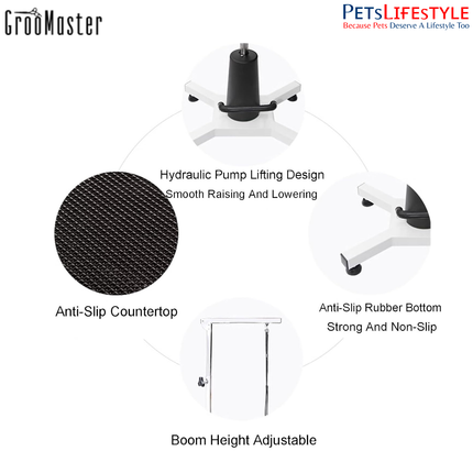 Groo Master N-204C Hydraulic Grooming Table – Compact Stable Lift Table for All Pets
