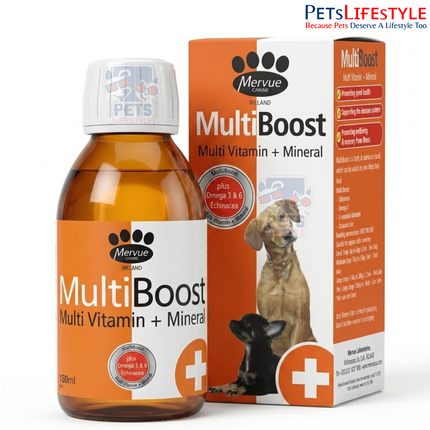 Mervuev MultiBoost | Daily Multivitamin & Multimineral Syrup for Dogs | Immunity & Growth Support | 150 ml