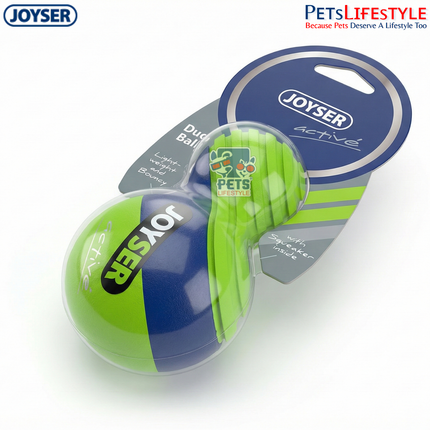 JOYSER ACTIVE TPU DUOBALL WITH SQUEAKER G/B  Strong Chew Dog Toy – Green/Blue (M)