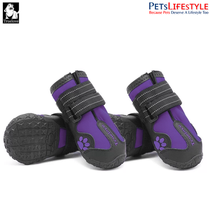 Truelove  Dog Boots (Purple) Waterproof Dog Shoes , Non-Slip Paw Protection ( 4 SHOES )