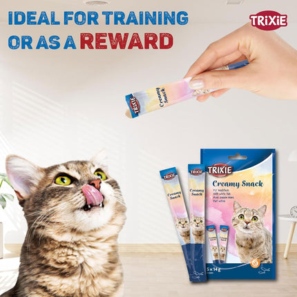 Trixie Creamy Snacks for Cats – White Fish Flavour Creamy Cat Treats with Taurine | 5 x 14g