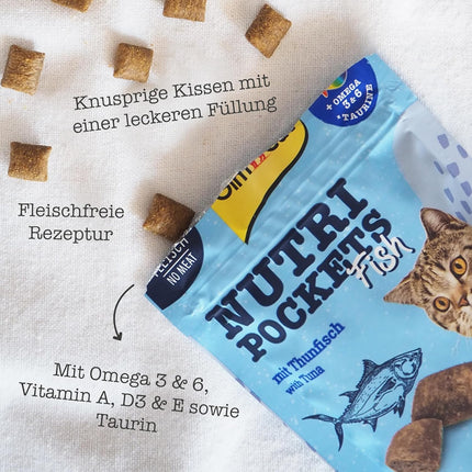 GimCat Nutri Pockets Fish Cat Treats (Salmon & Tuna Flavours) 60g