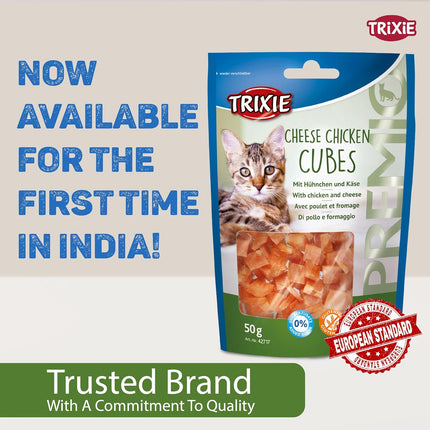 Trixie Premio Cheese Chicken Cubes Cat Treats – Protein Rich Training & Reward Snacks for Cats