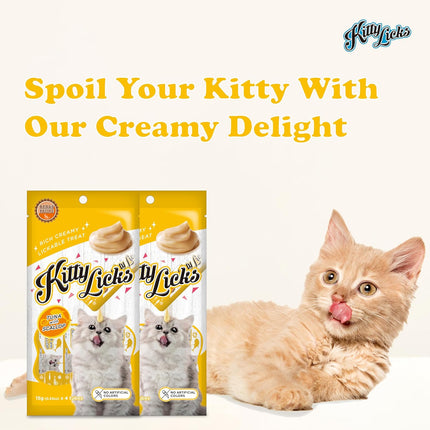 Rena’s Kitty Licks Tuna with Scallop Cat Treats 30 x 15g – Creamy Lickable Wet Treat for Adult Cats