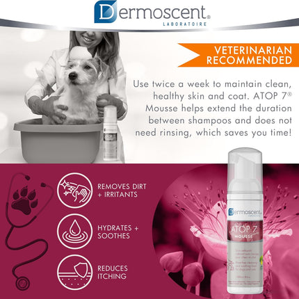 Dermoscent ATOP 7 Mousse Rinse-Free Cleansing Foam for Dogs & Cats – 150ml