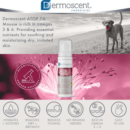 Dermoscent ATOP 7 Mousse Rinse-Free Cleansing Foam for Dogs & Cats – 150ml