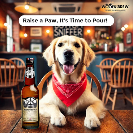 Woof & Brew Bottom Sniffer Beer for Dogs – Non-Alcoholic Herbal Dog Beverage (330ml)