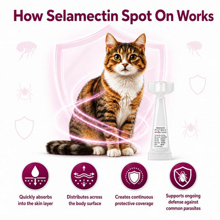 KittyMec Selamectin 6% Spot On for Cats (5–7.5 kg), 0.75 mL spot-on for flea, ear mite, worm and heartworm protection.