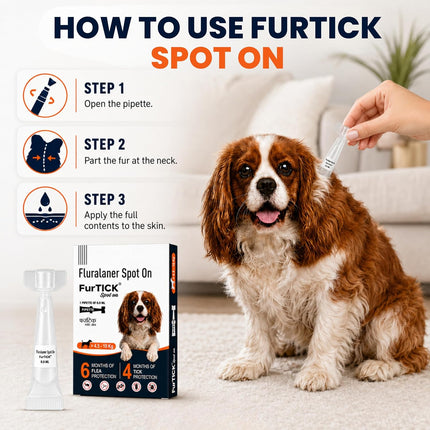 FurTICK Fluralaner Spot On for Dogs (4.5–10 kg) | 0.9 ml Pipette | Tick & Flea Protection