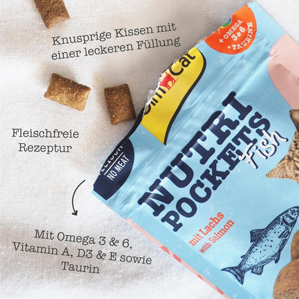 GimCat Nutri Pockets Fish Cat Treats (Salmon & Tuna Flavours) 60g