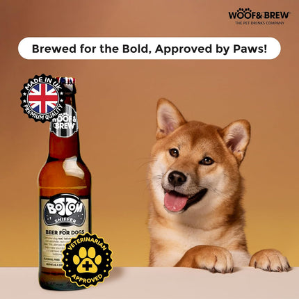 Woof & Brew Bottom Sniffer Beer for Dogs – Non-Alcoholic Herbal Dog Beverage (330ml)