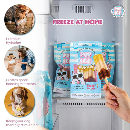 PUP ICE Ready to Freeze Rocket Lollies Dog Treats Banana & Chocolate 90gm