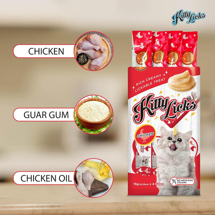 Rena’s Kitty Licks Chicken Creamy Cat Treat – Rich Lickable Treat for Adult Cats