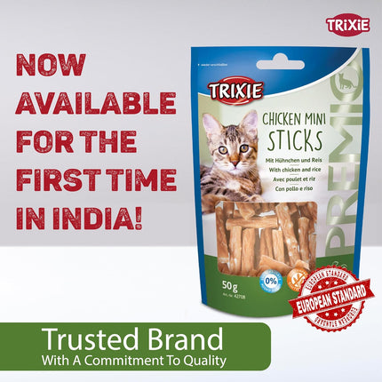 Trixie Premio Chicken Mini Sticks Cat Treats – Protein Rich Training & Reward Snacks for Cats
