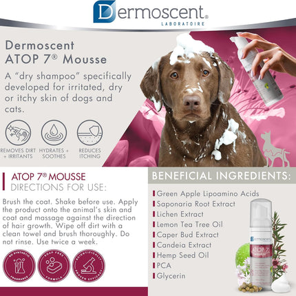 Dermoscent ATOP 7 Mousse Rinse-Free Cleansing Foam for Dogs & Cats – 150ml