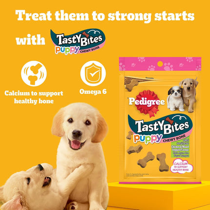 Pedigree Tasty Bites Puppy Chewy Treats – Chicken & Mixed Veggies Flavour 50 g