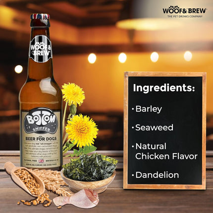 Woof & Brew Bottom Sniffer Beer for Dogs – Non-Alcoholic Herbal Dog Beverage (330ml)
