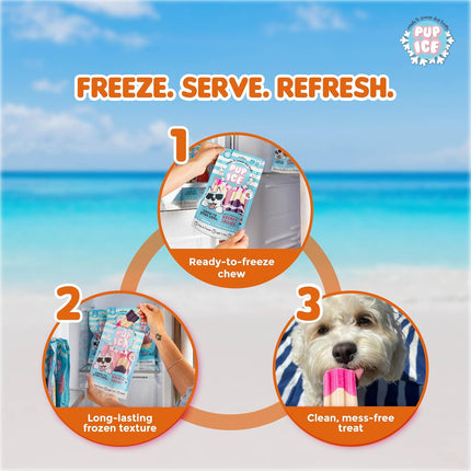 PUP ICE Ready to Freeze Rocket Lollies Dog Treats Blueberry & Strawberry 90gm