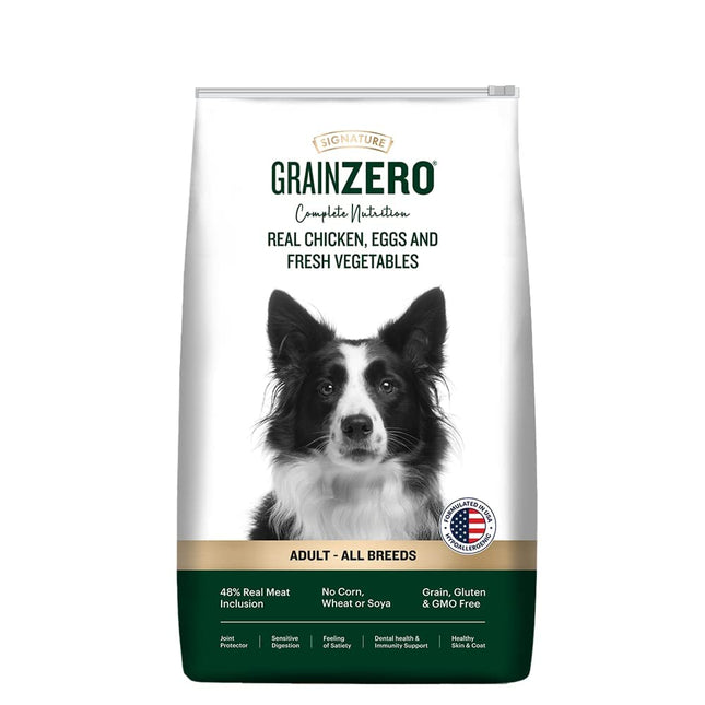 Signature Grain Zero Adult Dog Dry Food - 3 kg - Real Chicken, Eggs and Fresh Vegetables | Grain, Gluten & GMO Free