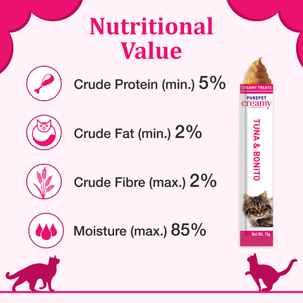 Purepet Creamy Lickable Cat Treats Tuna & Bonito (15g x24 Pcs) 360g