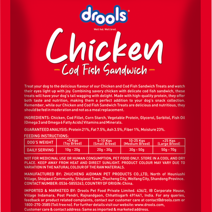 Drools Cod Fish Sandwich Dog Treats 70g
