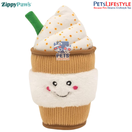 ZippyPaws NomNomz – Puppaccino – Tamale Plush Squeaker Dog Toy for the Foodie Pup