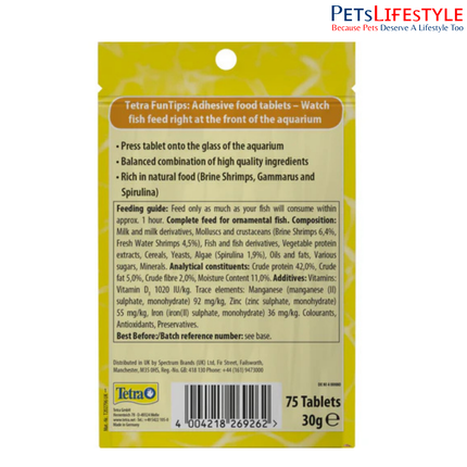 Tetra FunTips Fish Food Biologically Balanced Adhesive Tablets for Healthy Feeding Fun & Colour Enhancement