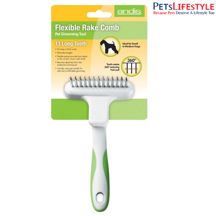Andis Flexible Rake Comb for Dogs – Lime Green