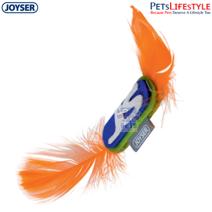 JOYSER JS Logo Catnip Toy with Real Feathers – Dark Blue/Orange